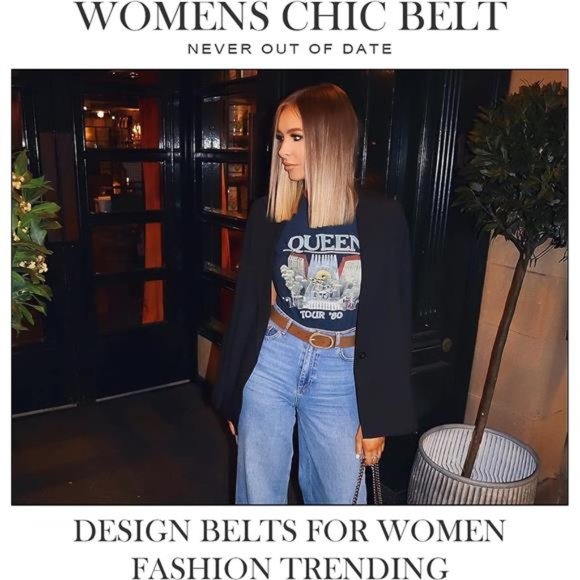 3 Pack Women\'s Leather Belts Jeans Pants Fashion Gold Buckle Ladies Dress Belt main image 4
